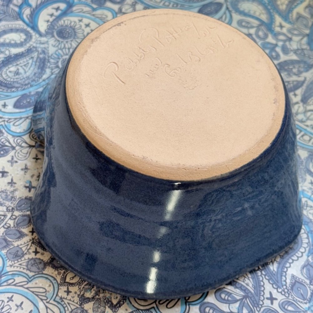 HANDMADE ARTISAN Bowl Blue Apple Ceramic - Picture 4 of 5
